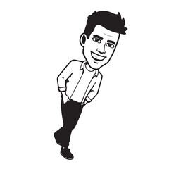 Handsome Man Black and White Illustration Vector Image Male Portrait Fashion Sketch Line Art Design	
