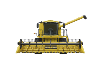 Front View of a Yellow Modern Combine Harvester