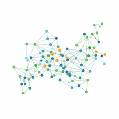 Abstract network visualization with interconnected nodes, representing data connections and relationships.