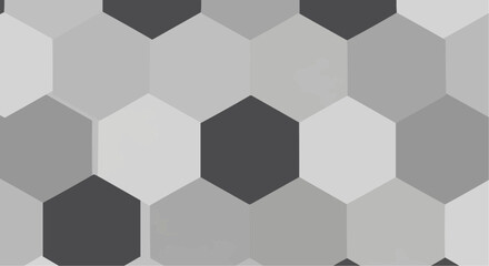 A seamless geometric pattern composed of interlocking hexagons in varying shades of gray, creating a subtle, textured background.