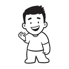 Handsome Man Black and White Illustration Vector Image Male Portrait Fashion Sketch Line Art Design	