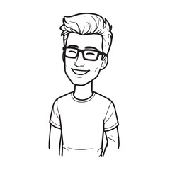 Fototapeta premium Handsome Man Black and White Illustration Vector Image Male Portrait Fashion Sketch Line Art Design 