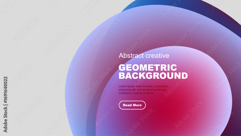 Poster abstract geometric background features vibrant overlapping circles. text promotes further informatio