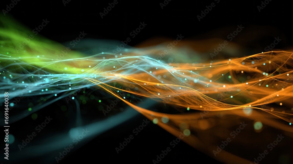 Canvas Prints abstract glowing lines on dark background in generative art design