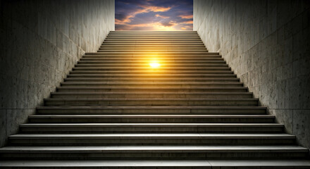 Ascending Staircase Towards a Bright, Sunlit Sky