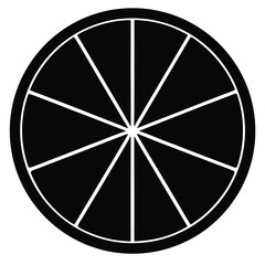 Stylized Citrus Fruit Slice Icon Graphic with Eight Segments and Bold Outlines for Modern Design Projects and Creative Applications