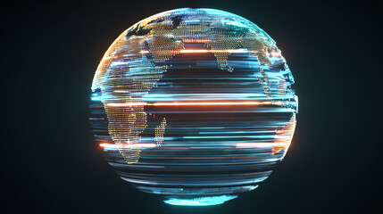 A digital representation of Earth showcasing vibrant colors and dynamic lines, symbolizing global connectivity and innovation.