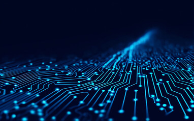 Close-up view of blue electronic circuit board pattern