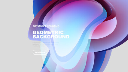 Fluid shapes, vibrant colors create modern abstract design. Gradient hues blend seamlessly, offering dynamic visual experience.