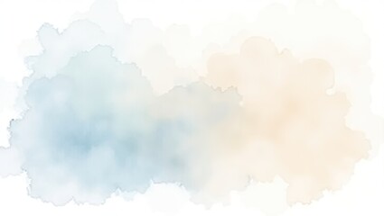 Delicate watercolor washes in soft pastel shades of blue and beige create a serene and ethereal backdrop.