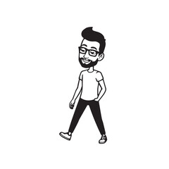 Handsome Man Black and White Illustration Vector Image Male Portrait Fashion Sketch Line Art Design	