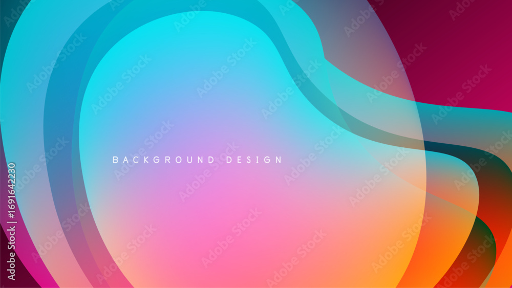 Poster abstract flowing layers, vibrant colors blend. gradient design creates dynamic visual effect. modern