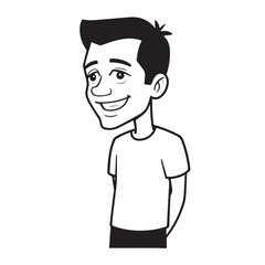 Handsome Man Black and White Illustration Vector Image Male Portrait Fashion Sketch Line Art Design	