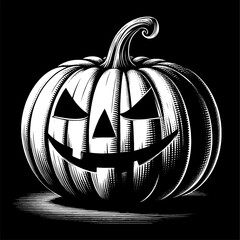Halloween pumpkin. Vector illustration isolated on black background