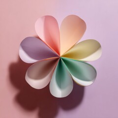 Fototapeta premium Colorful Paper Flower Decoration on Pastel Background