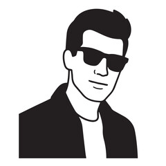 Handsome Man Black and White Illustration Vector Image Male Portrait Fashion Sketch Line Art Design	