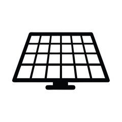 Black and white graphic of a solar panel.
