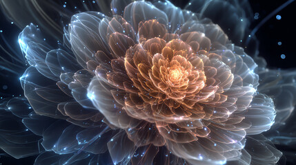 A stunning macro view of a luminous flower, showcasing intricate petals and vibrant colors, embodying nature's beauty and elegance.