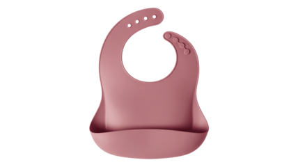 Stylish, modern silicone baby bib in muted rose color, easy to clean