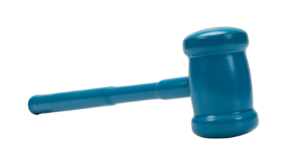 Vibrant blue gavel isolated on black, ideal for legal, justice, and law visuals