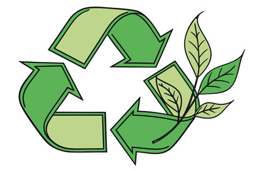 Obraz premium Recycle symbol with green leaves and branches