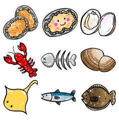 물고기 컬렉션 일러스트 그래픽 요소