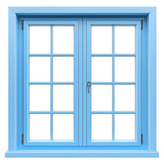 Obraz premium Bright Blue Window with Six Panes and Elegant Design for Modern Home Decor and Architectural Aesthetics, isolated on transparent background.