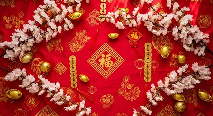 Chinese New Year Festive Background Red Gold.