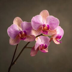 Elegant Pink Orchid Flowers with Stripes in Soft Light Background