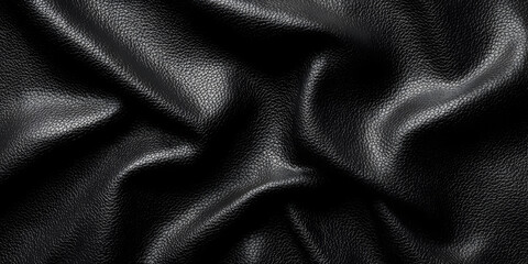 Obraz premium A close-up of luxurious black fabric, beautifully draped and showcasing its texture and sheen, perfect for fashion and design projects.