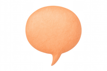 Textured orange speech bubble providing text space on transparent backdrop