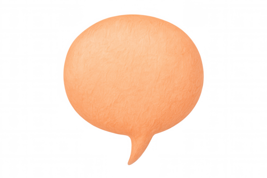 Textured orange speech bubble providing text space on transparent backdrop