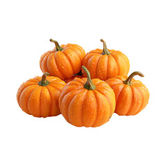 Obraz premium Group of small orange pumpkins isolated on transparent background