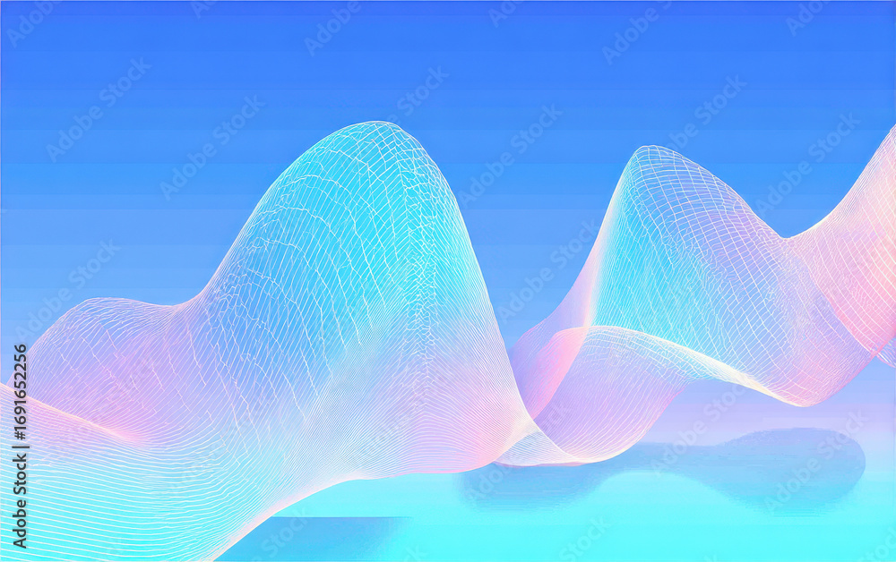 Poster abstract wave pattern with soft pastel colors and smooth curves
