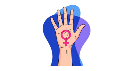Obraz premium Empowering Hand with Venus Symbol Represents Femininity and Strength, Advocating for Gender Equality and Women's Rights in Society
