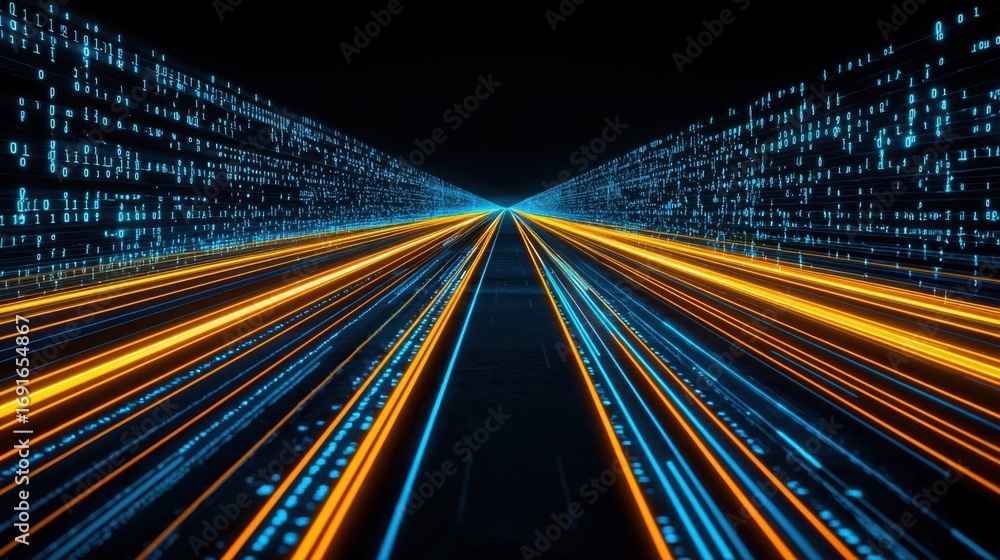 Aufkleber futuristic tunnel featuring interwoven lines representing advanced technology and quantum state calc