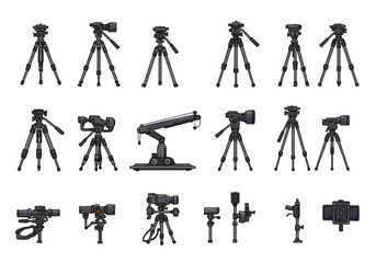 Collection of Camera Tripods and Camera Crane, Various Styles and Designs