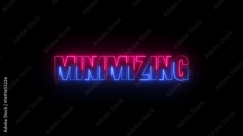 Poster neon minimizing text animation. minimizing style, design elements motion graphics. banner sign templ