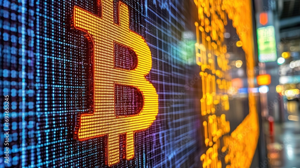 Poster bitcoin displayed on computer screen illustrating ai-powered risk analysis for traders in the crypto