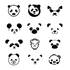 Panda Face Vector Set – Cute Cartoon Animal Icon Collection