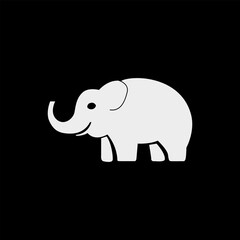 Cute Elephant Silhouette Vector – Simple Cartoon Animal Illustration