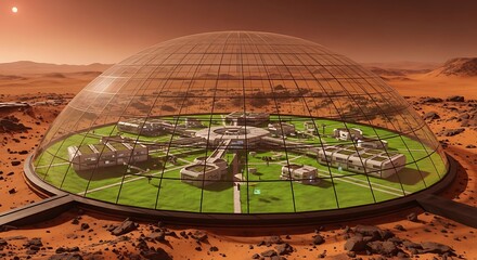 Mars Habitat Under Dome - A Vision of Future Colonization.