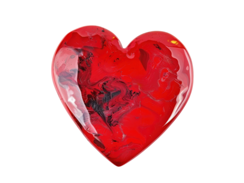 Abstract Red Heart Shape With Swirling Black Patterns love symbol isolated on a transparent background - Powered by Adobe