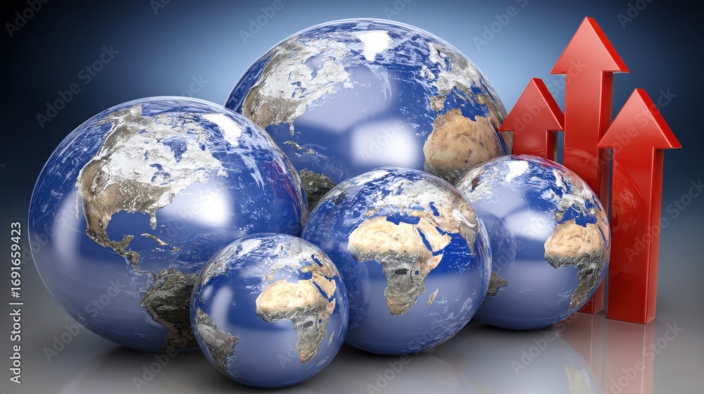 Aufkleber globe and red arrow representing climate-linked bonds monitor icon concept for tracking sustainable 