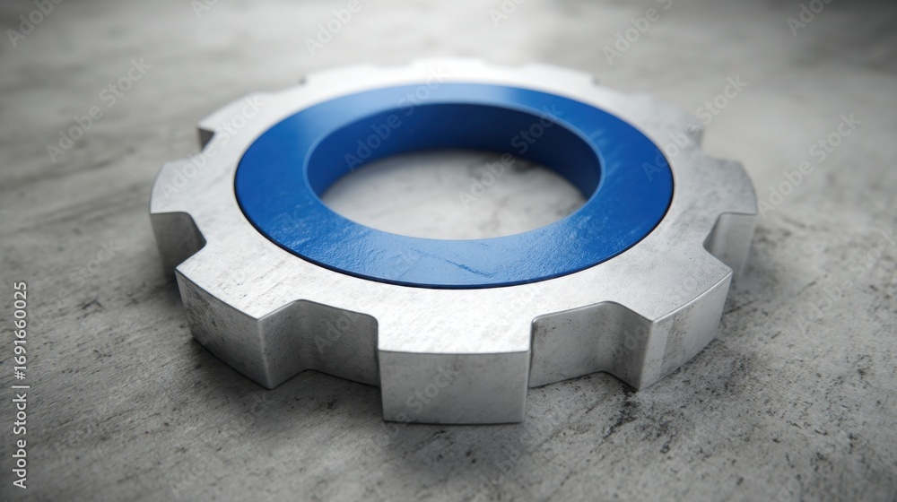 Poster blue positioned on a concrete surface representing conversion tuning loop icon concept for step-by-s