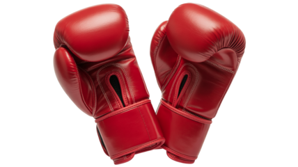 Red boxing gloves symbolize power, competition, and athletic achievement