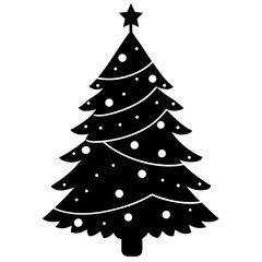 Classic black and white Christmas tree icon perfect for festive holiday designs and vector illustration use