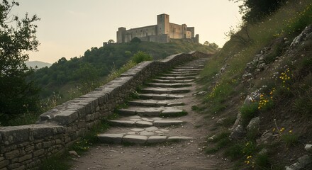 Fototapeta premium Ancient stone path to castle