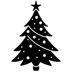 Elegant Christmas Tree Silhouette with Star and Ornaments for Holiday Season Greetings and Festive Celebrations
