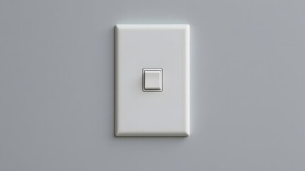 Fototapeta premium Modern minimalist white light switch on a clean gray wall, representing control, decision, and simplicity in home or office environments, perfect for concepts of innovation and change.